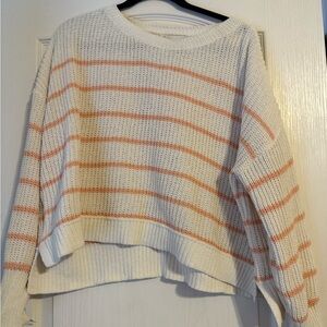 Pink Rose Cream and Pink Striped Sweater